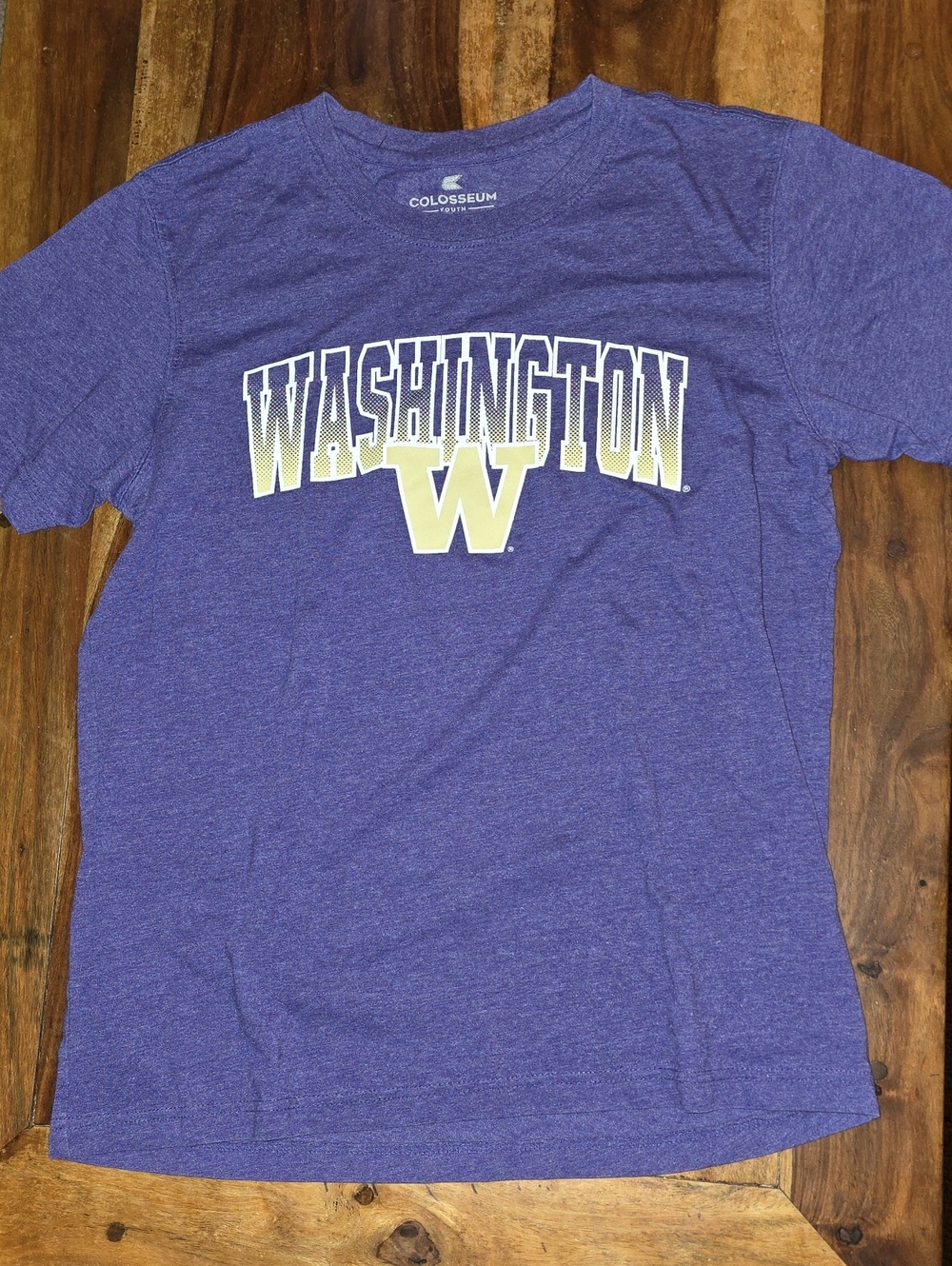 Colosseum Purple U W Tee with Yellow and White Logo